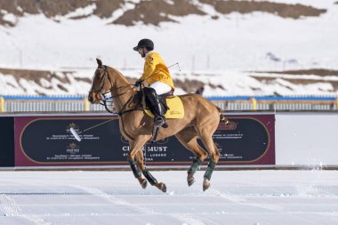 St. Moritz - 30 Ocak 2016: Kar Polo Dünya Kupası St.Moritz 2016'da maç aktiviteleri