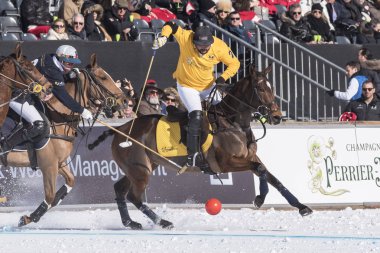 St. Moritz - 30 Ocak 2016: Kar Polo Dünya Kupası St.Moritz 2016'da maç aktiviteleri