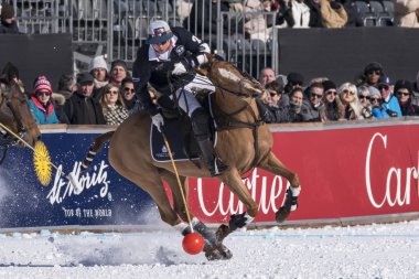 St. Moritz - 30 Ocak 2016: Kar Polo Dünya Kupası St.Moritz 2016'da maç aktiviteleri