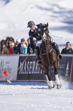 St. Moritz - 30 Ocak 2016: Kar Polo Dünya Kupası St.Moritz 2016'da maç aktiviteleri