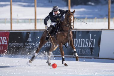 St. Moritz - 30 Ocak 2016: Kar Polo Dünya Kupası St.Moritz 2016'da maç aktiviteleri