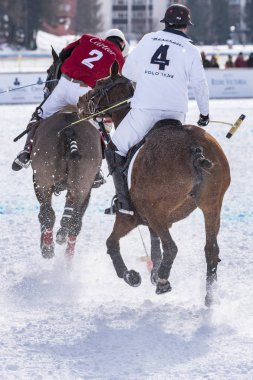 St. Moritz - 30 Ocak 2016: Kar Polo Dünya Kupası St.Moritz 2016'da maç aktiviteleri