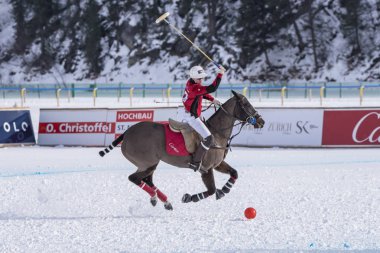 St. Moritz - 30 Ocak 2016: Kar Polo Dünya Kupası St.Moritz 2016'da maç aktiviteleri