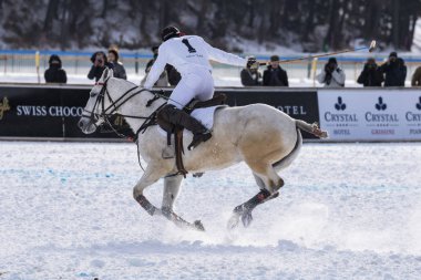 St. Moritz - 30 Ocak 2016: Kar Polo Dünya Kupası St.Moritz 2016'da maç aktiviteleri