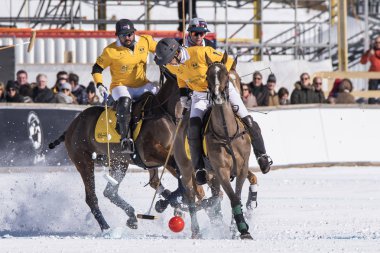 St. Moritz - 30 Ocak 2016: Kar Polo Dünya Kupası St.Moritz 2016'da maç aktiviteleri