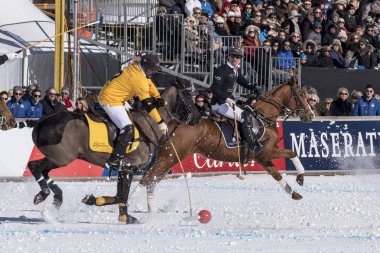 St. Moritz - 30 Ocak 2016: Kar Polo Dünya Kupası St.Moritz 2016'da maç aktiviteleri