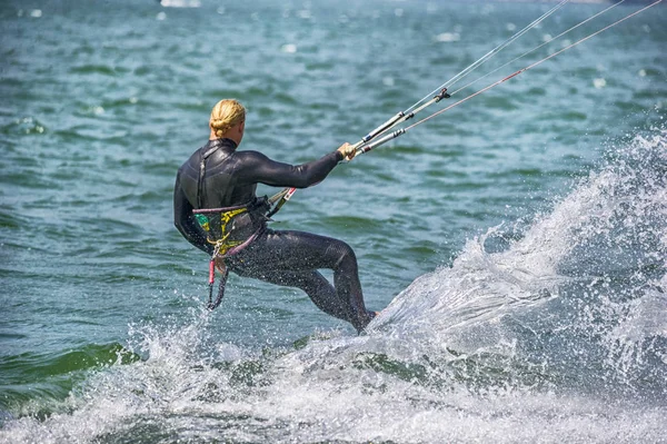 Man Riding Wakeboard Sea Water — Stock Photo, Image