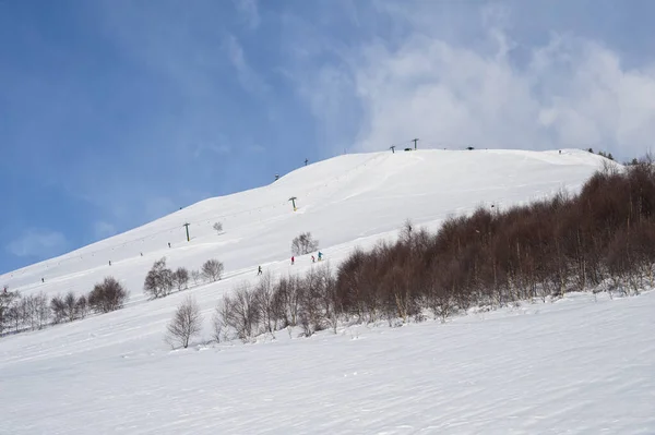 Uitzicht Berghellingen Skiën Het Winterseizoen — Stockfoto