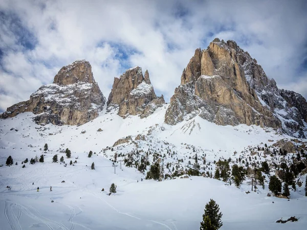 Vista Sulle Piste Sci Montagna Durante Stagione Invernale — Foto Stock