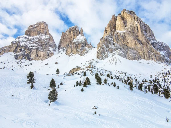 Vista Sulle Piste Sci Montagna Durante Stagione Invernale — Foto Stock