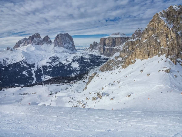 Vista Sulle Piste Sci Montagna Durante Stagione Invernale — Foto Stock