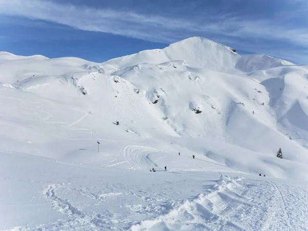 Uitzicht Berghellingen Skiën Het Winterseizoen — Stockfoto