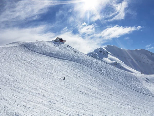 Uitzicht Berghellingen Skiën Het Winterseizoen — Stockfoto