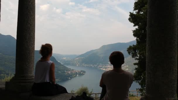 Paisaje Del Lago Como Desde Iglesia Palanzo — Vídeos de Stock