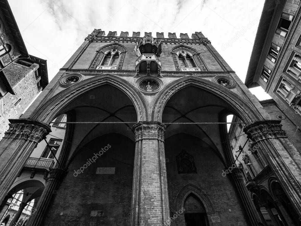 Mercanti's palace in Bologna in black and white