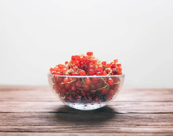 Fresh red currant in a glass bowl. — Stock Photo, Image