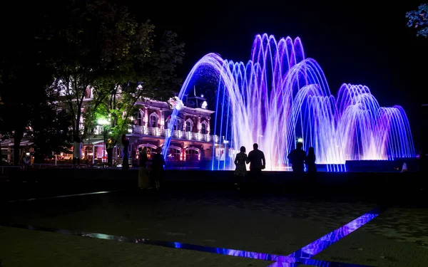 Fontanny Krasnodarze Nocą Zdjęcie Stockowe