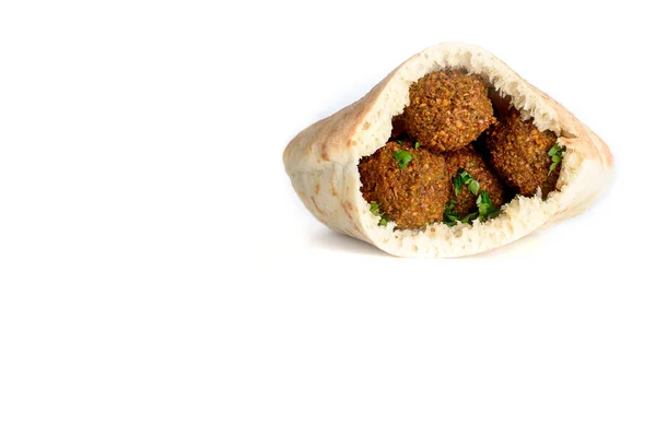 Bolas Falafel Fondo Blanco Aislado Pita Falafel Una Comida Tradicional — Foto de Stock