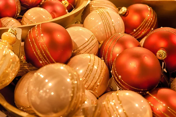 Palla Decorazione Natale Colore Rosso Oro Delle Palle Natale Ciotola — Foto Stock