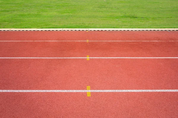 Vita Linjer Stadion Och Konsistens Running Racetrack Röda Gummi Tävlingsbanor — Stockfoto