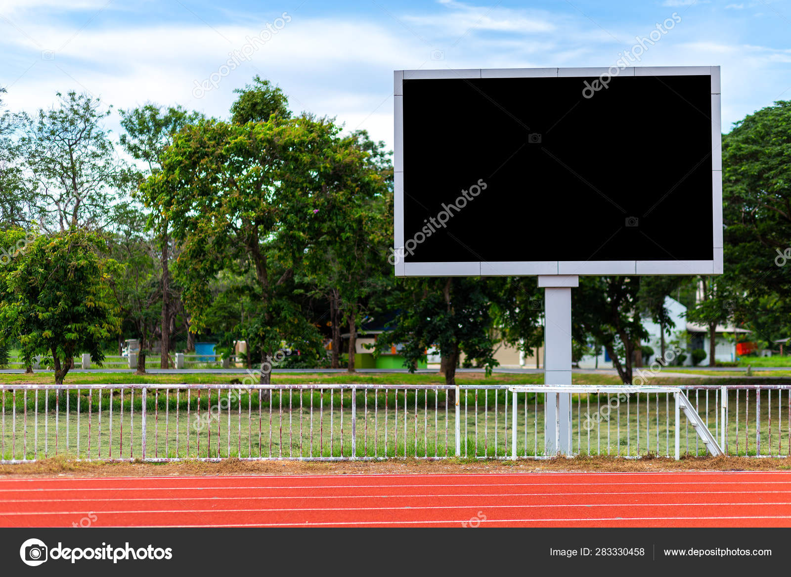 Digital Blank Scoreboard Football Stadium Running Track Sport Stadium  Outdoor Stock Photo by ©Thinnapob 283330458