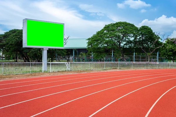 Marcador Digital Blanco Estadio Fútbol Con Pista Atletismo Estadio Deportivo —  Fotos de Stock