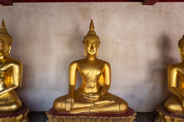 Piękny Złoty Budda Wiele Rzeźb Wat Phra Rattana Mahathat Również — Zdjęcie stockowe