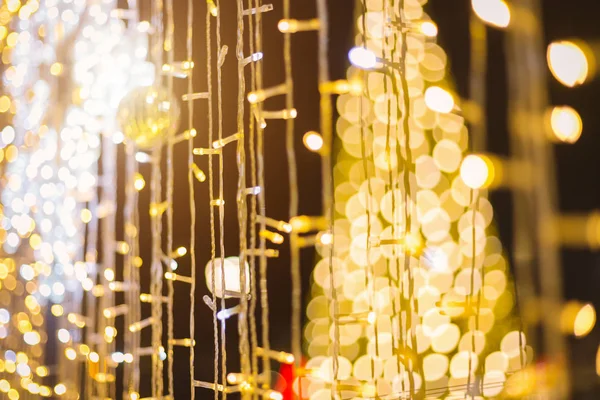 Lumière colorée Bokeh circulaire abstrait de Noël et heureux ne — Photo
