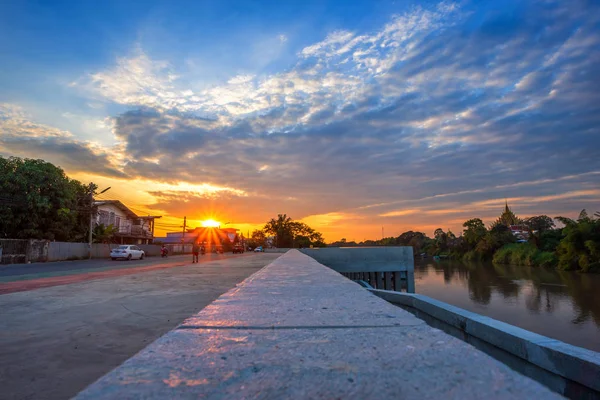 Tapınakta Raft Village Doğal Akşam Tay Dili Wat Chan West — Stok fotoğraf