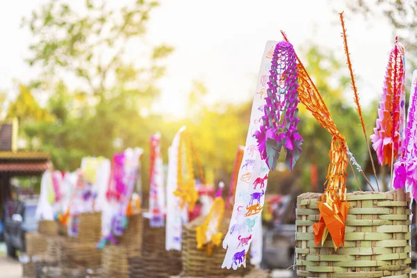 Prayer flags tung Hang with umbrella or Northern traditional fla — Stock Photo, Image