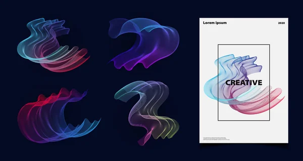 Mélange abstrait vecteur coloré ligne artwork couverture jeu . — Image vectorielle