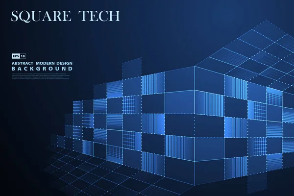 Abstrato Azul Quadrado Tecnologia Decoração Fundo Use Para Anúncio Cartaz — Vetor de Stock