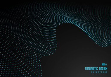 Mavi tasarım elementinin soyut nokta parçacığı. Siyah arka plan üzerinde teknoloji sanat eseri. Metin, reklam, poster, şablon tasarımı ve yazdırma alanı için kullan. Resim vektörü eps10