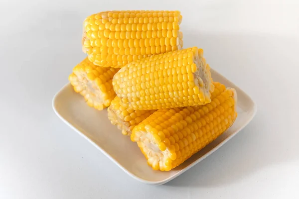 Some Cooked Corn Very Soft Hot Yellow Made Pan Seasoned — Stock Photo, Image