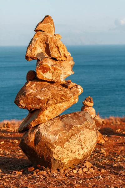 Toren Van Gele Stenen Met Zand Het Plateau Madeira — Stockfoto