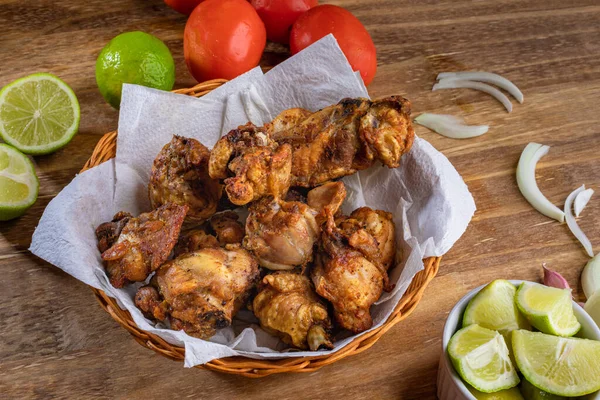 Pollo Frito Estilo Brasileño Llamó Frango Passarinho Vista Superior — Foto de Stock