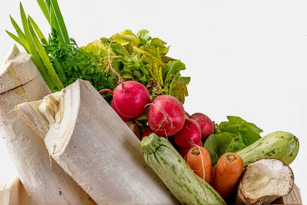 Свежие Овощи Овощи Белом Фоне Биоорганические Продукты Детоксикационная Диета Выборочный — стоковое фото