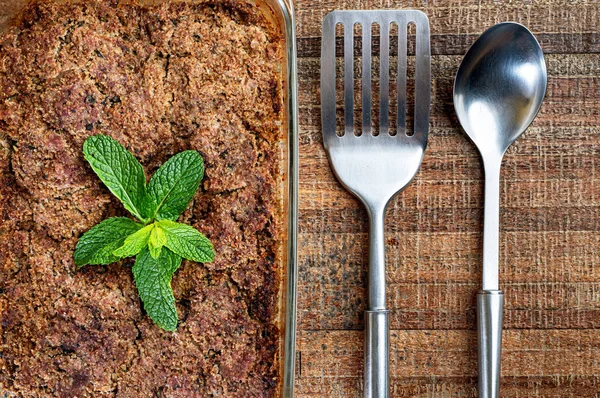 Kibe Arrosto Nella Ciotola Vetro Con Menta Aglio Cipolla Spuntino — Foto Stock