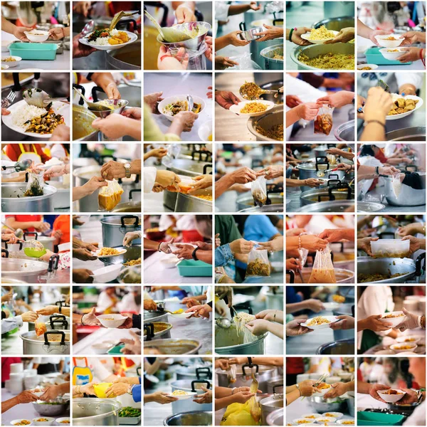 collages food : The concept of food sharing Help solve Hunger for the homeless