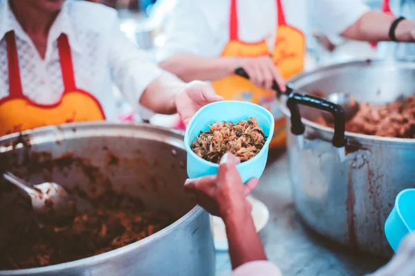 Concept Human Hunger Volunteers Donate Free Charity Food Homeless — Stock Photo, Image