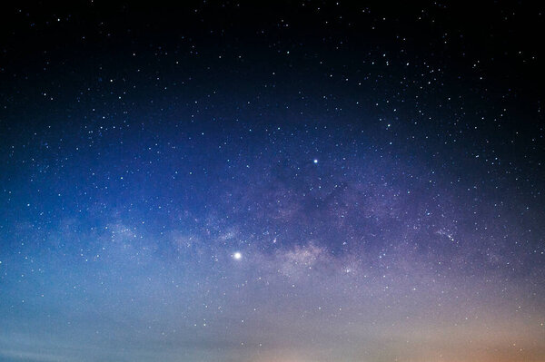 Ночной пейзаж с красочным Млечным Путем, Звездное небо зимой, Красивая Вселенная, Космический фон