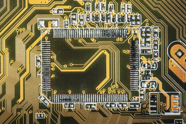 Abstract Yellow Circuit Board Computer — Stock Photo, Image