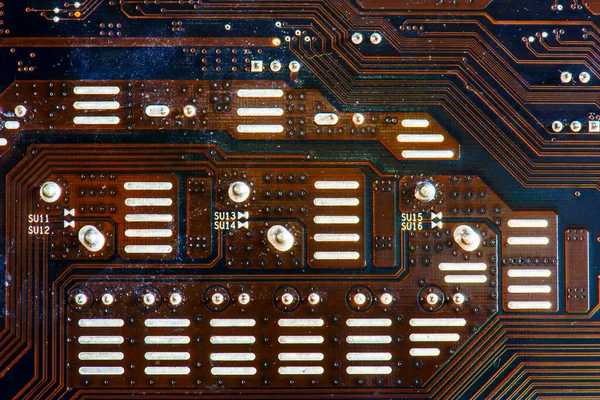 Black Hardware Abstract Electronic Circuit Board Computer — Stock Photo, Image