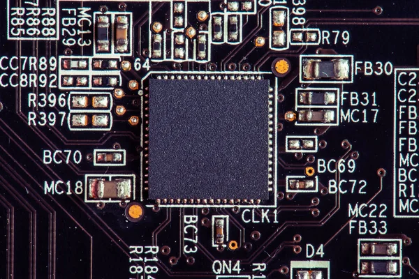 Mikroprocesszor Chip Áramköri Alaplapi Számítógépben — Stock Fotó