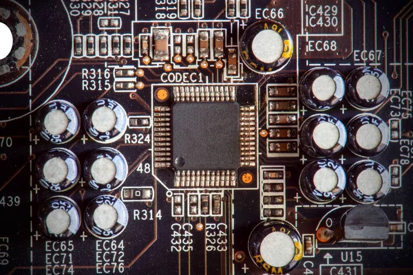 Hardware Microchip Processor Circuit Board Computer — Stock Photo, Image