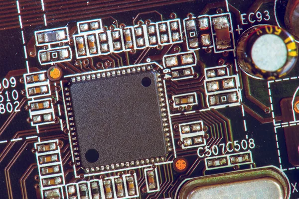 Hardware Microchip Processor Circuit Board Computer — Stock Photo, Image