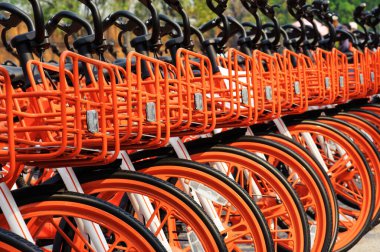 Turuncu bisiklet sıraları