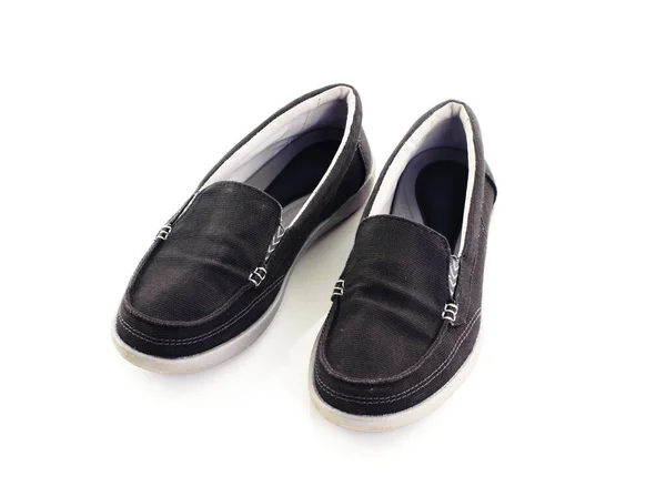 Zapatos Negros Zapatillas Aisladas Sobre Fondo Blanco —  Fotos de Stock