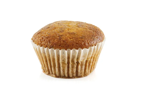 Banaan Muffin Cake Geïsoleerd Witte Achtergrond Met Clipping Path — Stockfoto