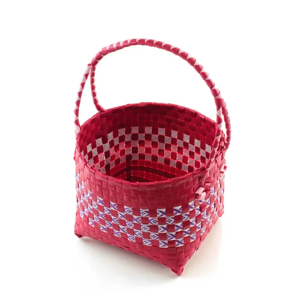 Craft Weave Basket Plastic Isolated White Background — Stock Photo, Image